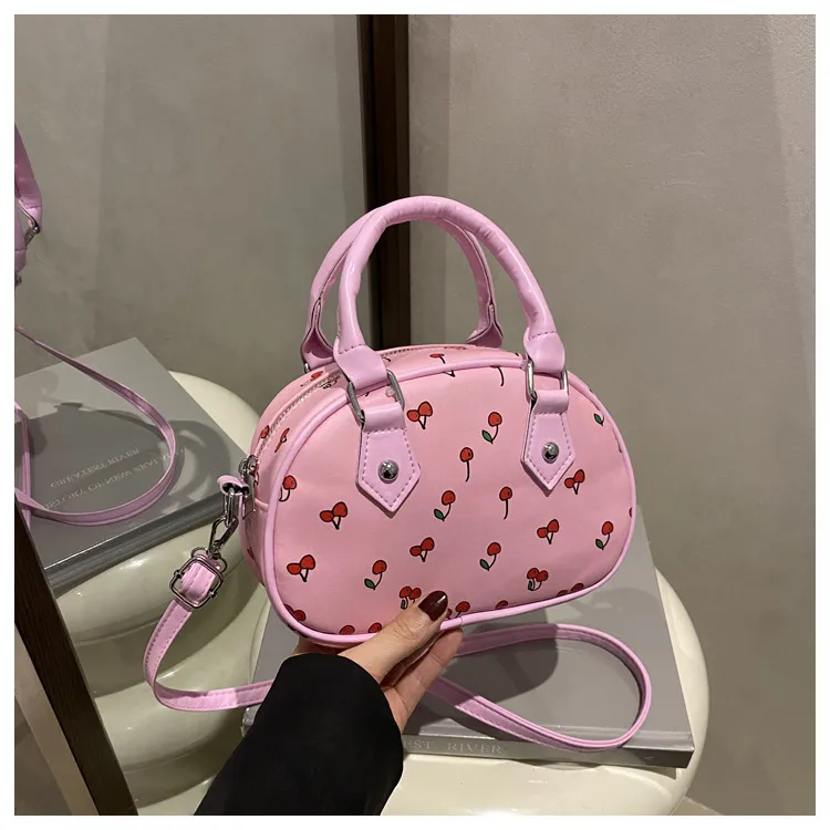 Cute Cherry Print Baseball Bag  New Handbag Women's High-End Style Shoulder Bag Commuter Crossbody Bag display picture 15