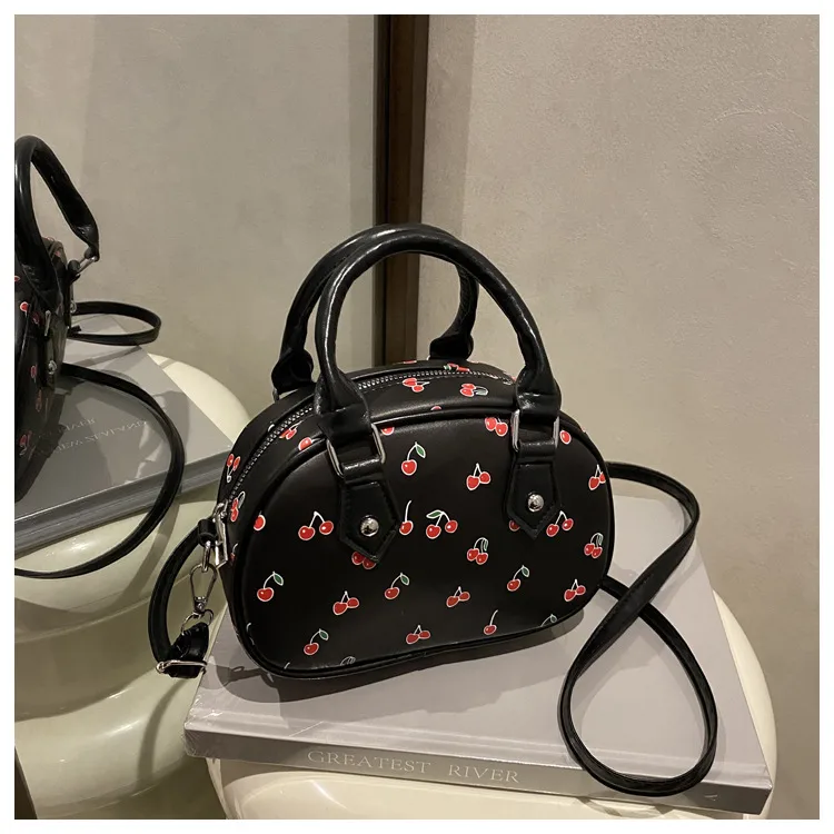 Cute Cherry Print Baseball Bag  New Handbag Women's High-End Style Shoulder Bag Commuter Crossbody Bag display picture 17