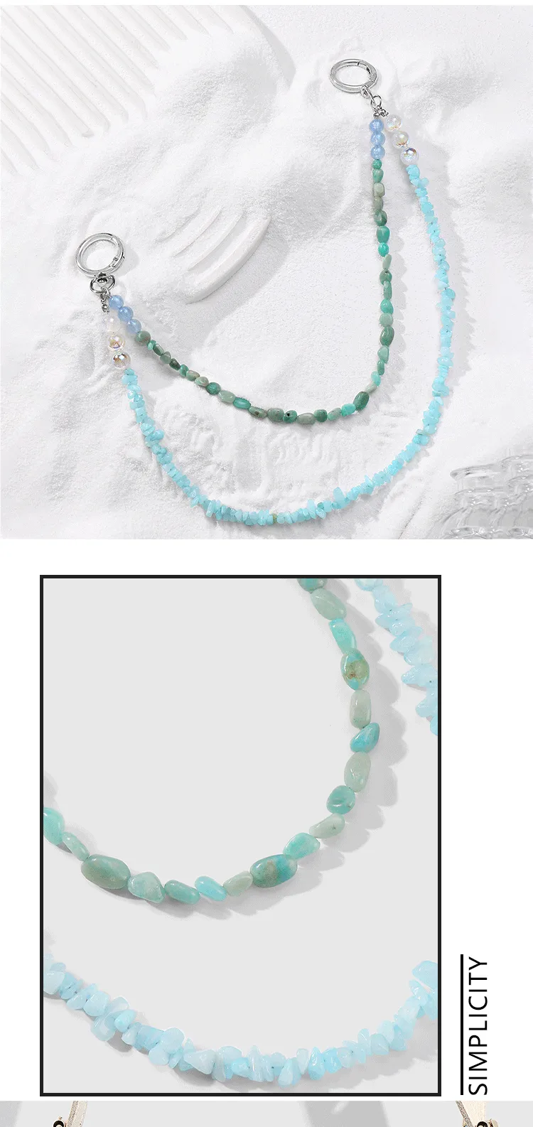 New Ins Exquisite Fashion Blue Ocean Series Imitation Crystal Natural Stone Beads Starfish Shell DIY Bag Pendant display picture 1