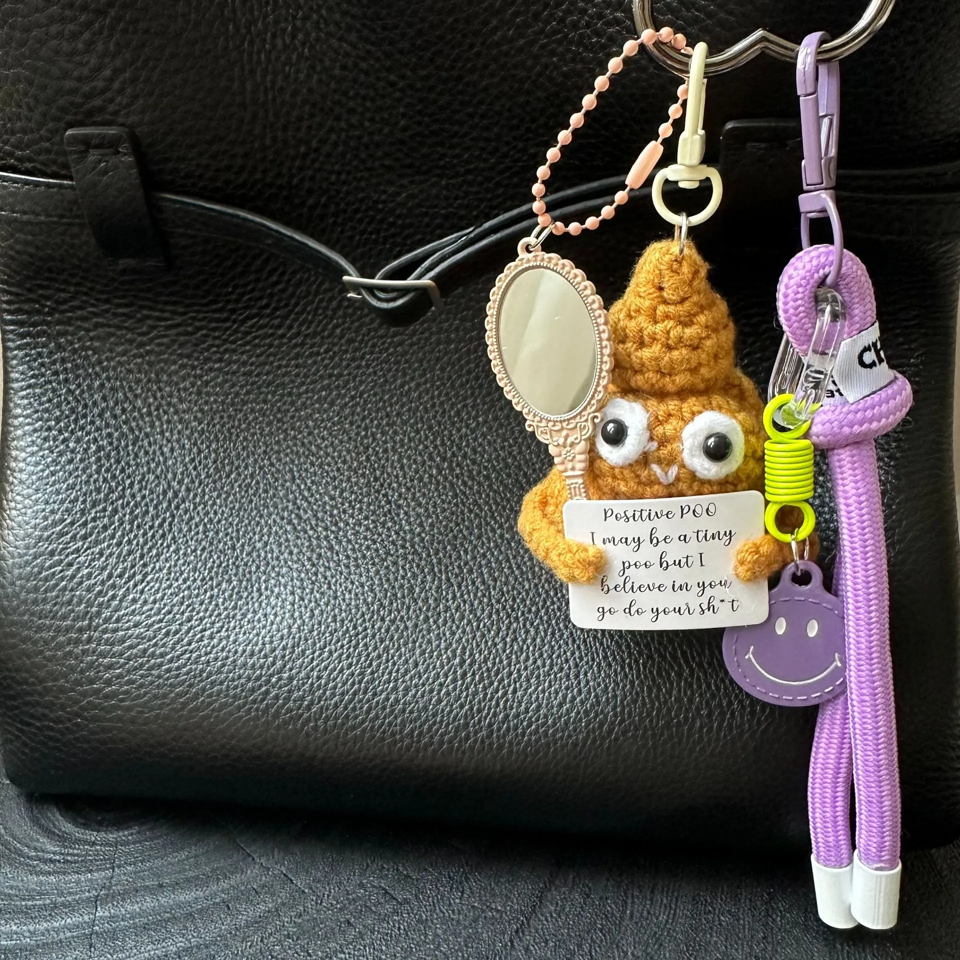 Cute Hot-Selling Funny Poop Shape Wool Handmade Crocheted Bag Backpack Pendant Mobile Phone Keychain Car Hanging display picture 8