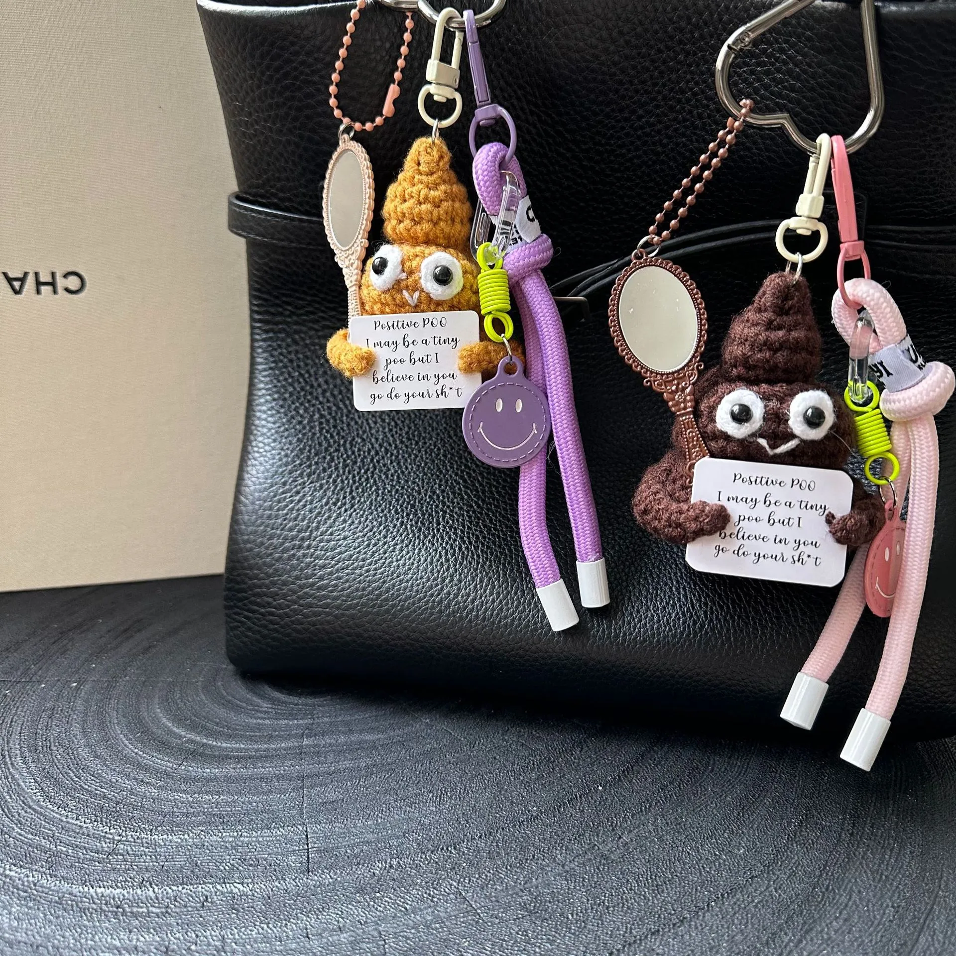 Cute Hot-Selling Funny Poop Shape Wool Handmade Crocheted Bag Backpack Pendant Mobile Phone Keychain Car Hanging display picture 3