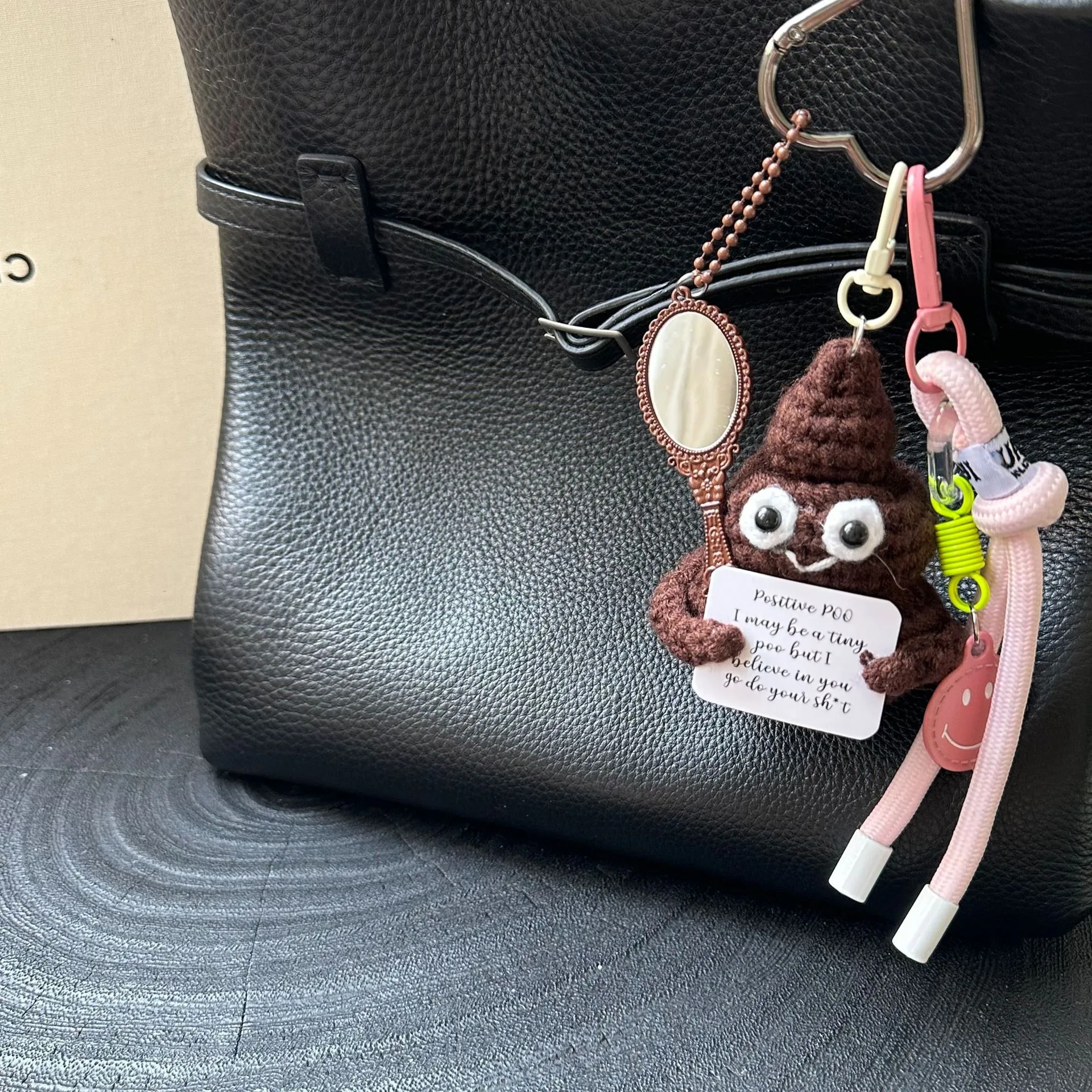 Cute Hot-Selling Funny Poop Shape Wool Handmade Crocheted Bag Backpack Pendant Mobile Phone Keychain Car Hanging display picture 4