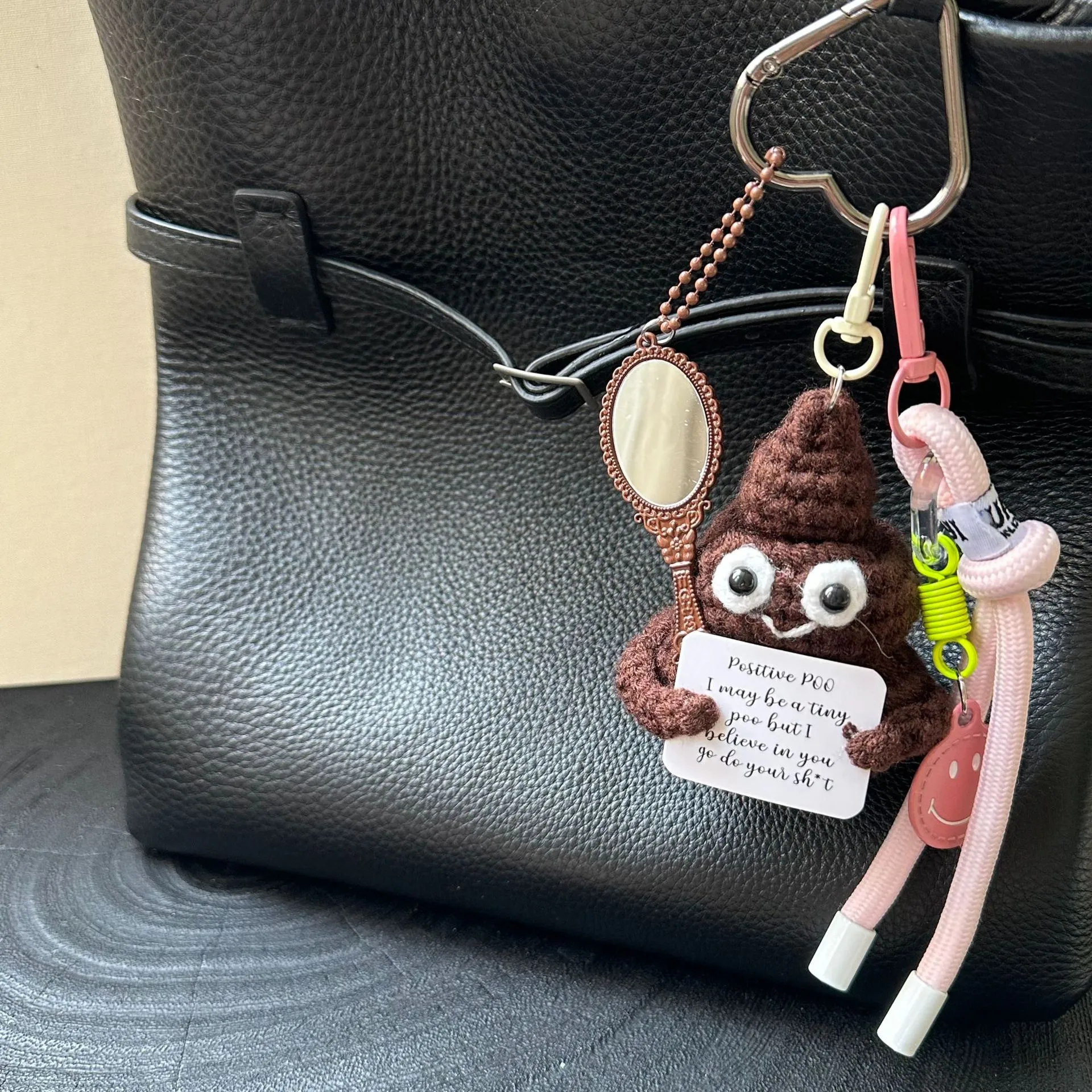 Cute Hot-Selling Funny Poop Shape Wool Handmade Crocheted Bag Backpack Pendant Mobile Phone Keychain Car Hanging display picture 5