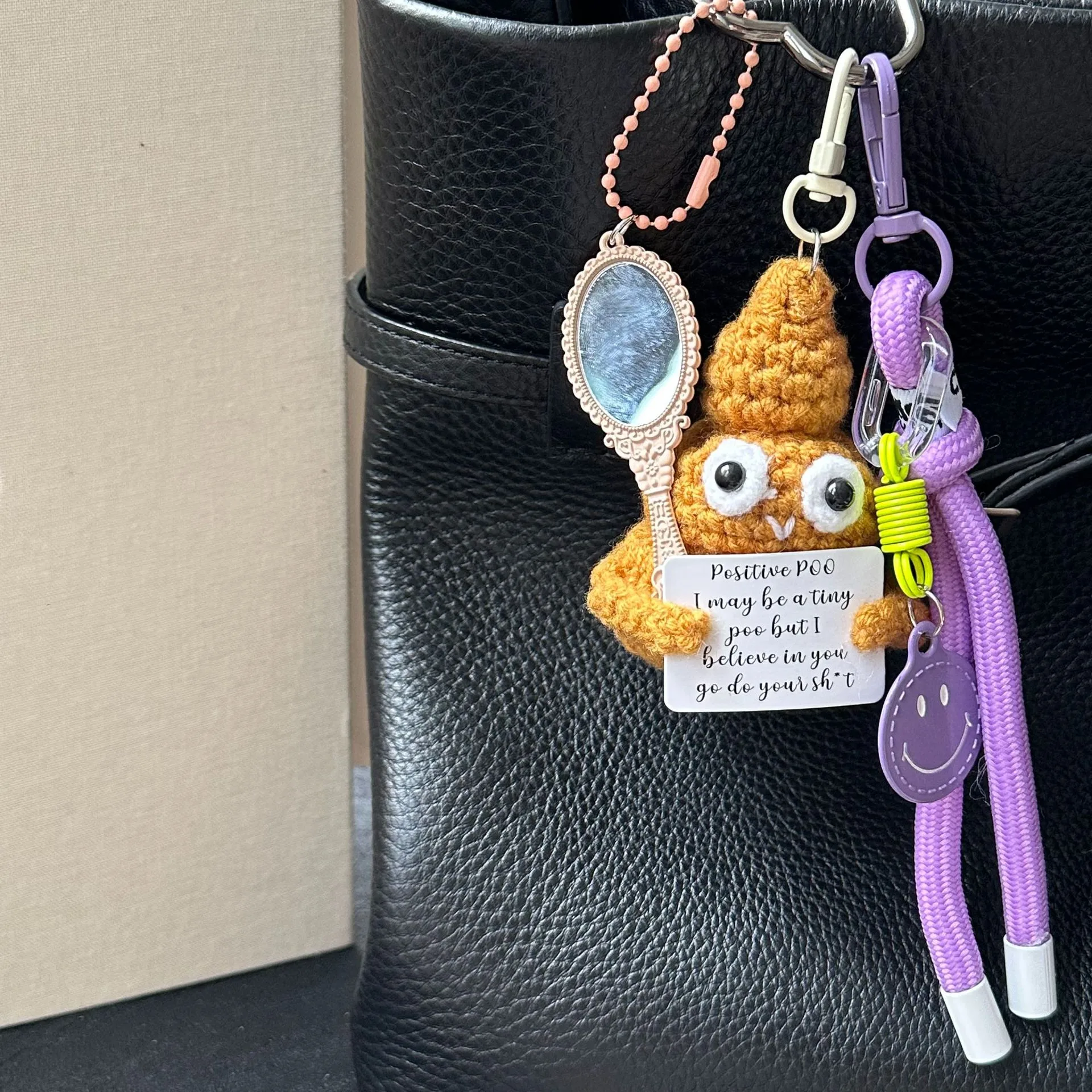 Cute Hot-Selling Funny Poop Shape Wool Handmade Crocheted Bag Backpack Pendant Mobile Phone Keychain Car Hanging display picture 7