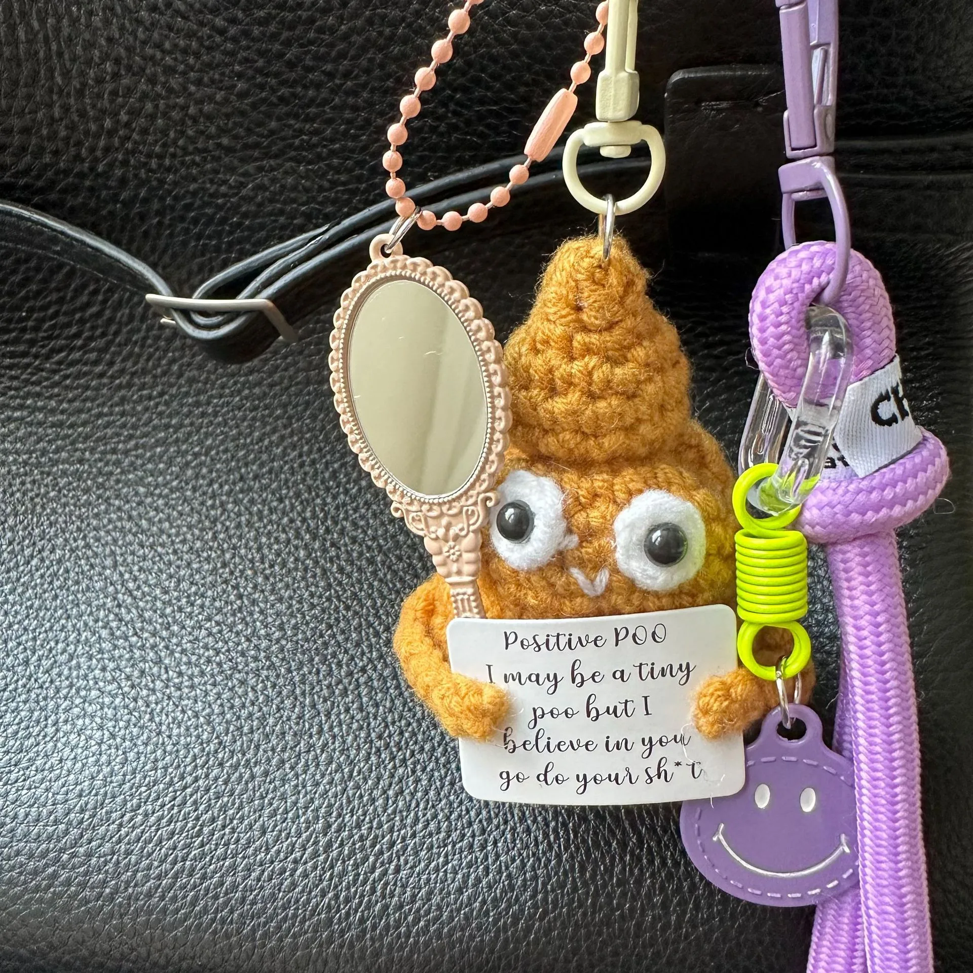 Cute Hot-Selling Funny Poop Shape Wool Handmade Crocheted Bag Backpack Pendant Mobile Phone Keychain Car Hanging display picture 9