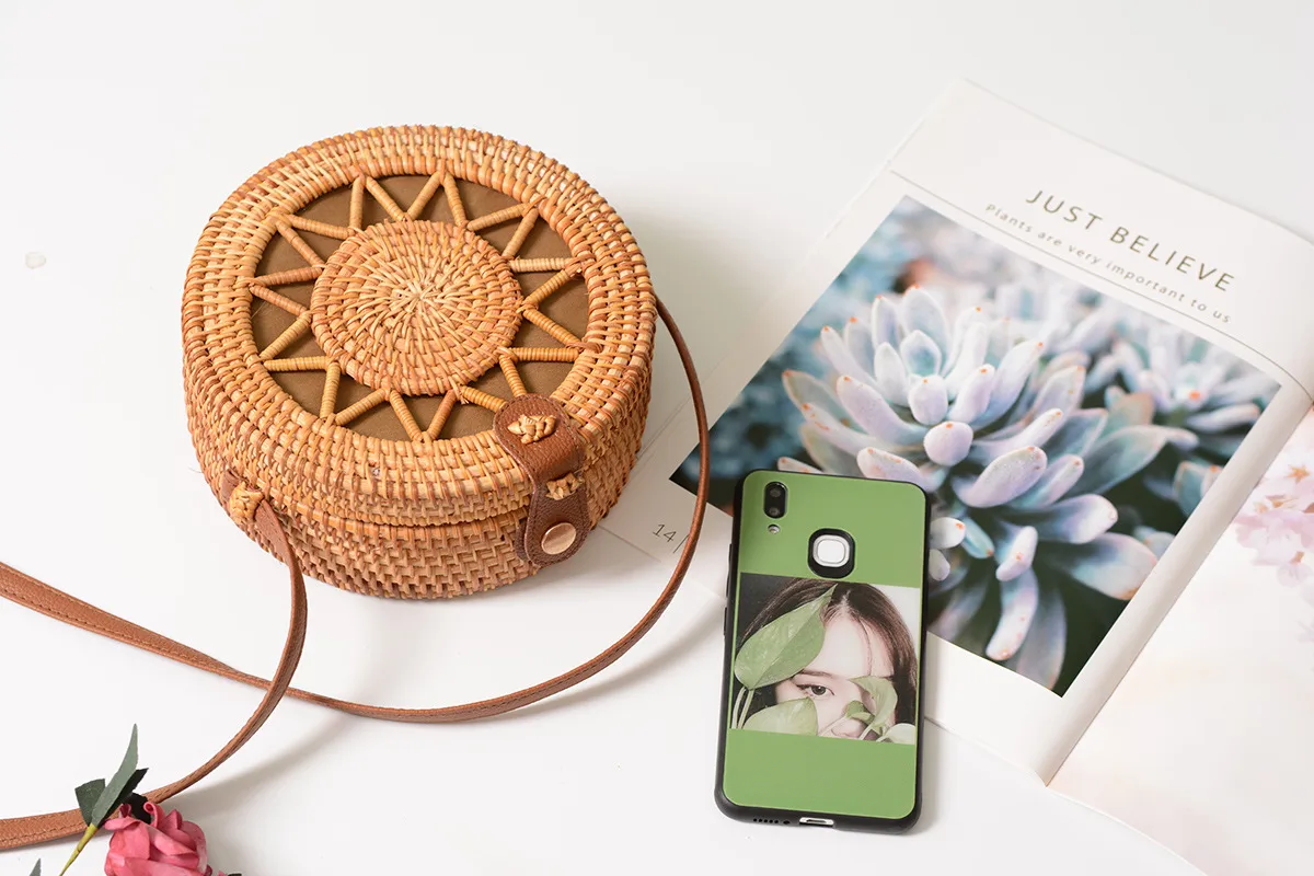 Factory Direct Sale Of Rattan Ins Handmade Rattan Hollow Five-pointed Star 18 * 8PU Leather Buckle Bag display picture 14