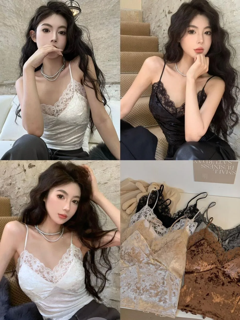 8866# Pure Desire Lace Gold Velvet Stitching Sling Strap Joker Comfortable Covering Comfortable Breast Autumn And Winter Beautiful Back Jacket Bra display picture 6
