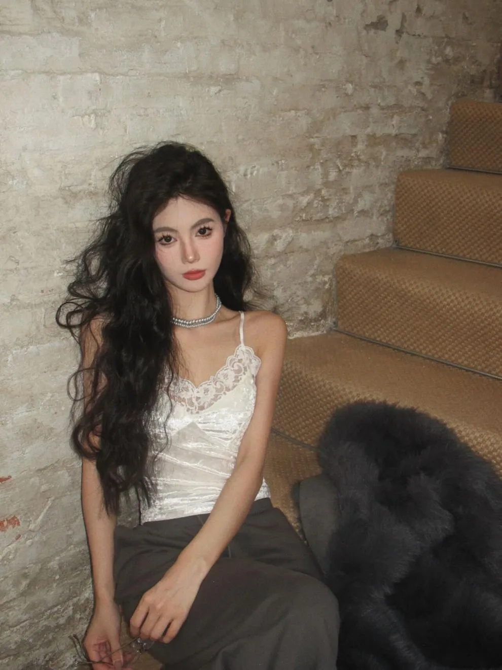 8866# Pure Desire Lace Gold Velvet Stitching Sling Strap Joker Comfortable Covering Comfortable Breast Autumn And Winter Beautiful Back Jacket Bra display picture 12