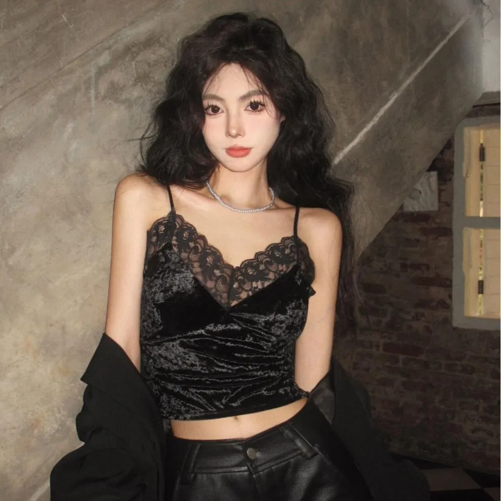 8866# Pure Desire Lace Gold Velvet Stitching Sling Strap Joker Comfortable Covering Comfortable Breast Autumn And Winter Beautiful Back Jacket Bra display picture 23