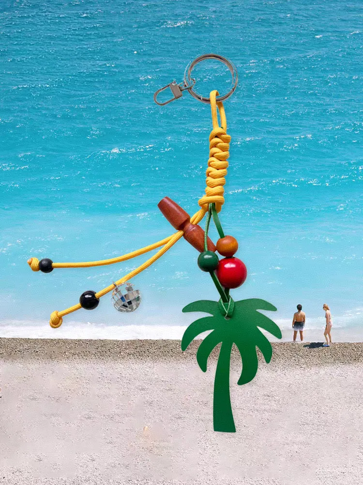 Original Hand-Woven Rope Coconut Tree Bag Pendant Keychain Dopamine Color Accessories display picture 1