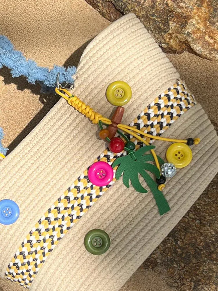 Original Hand-Woven Rope Coconut Tree Bag Pendant Keychain Dopamine Color Accessories display picture 5