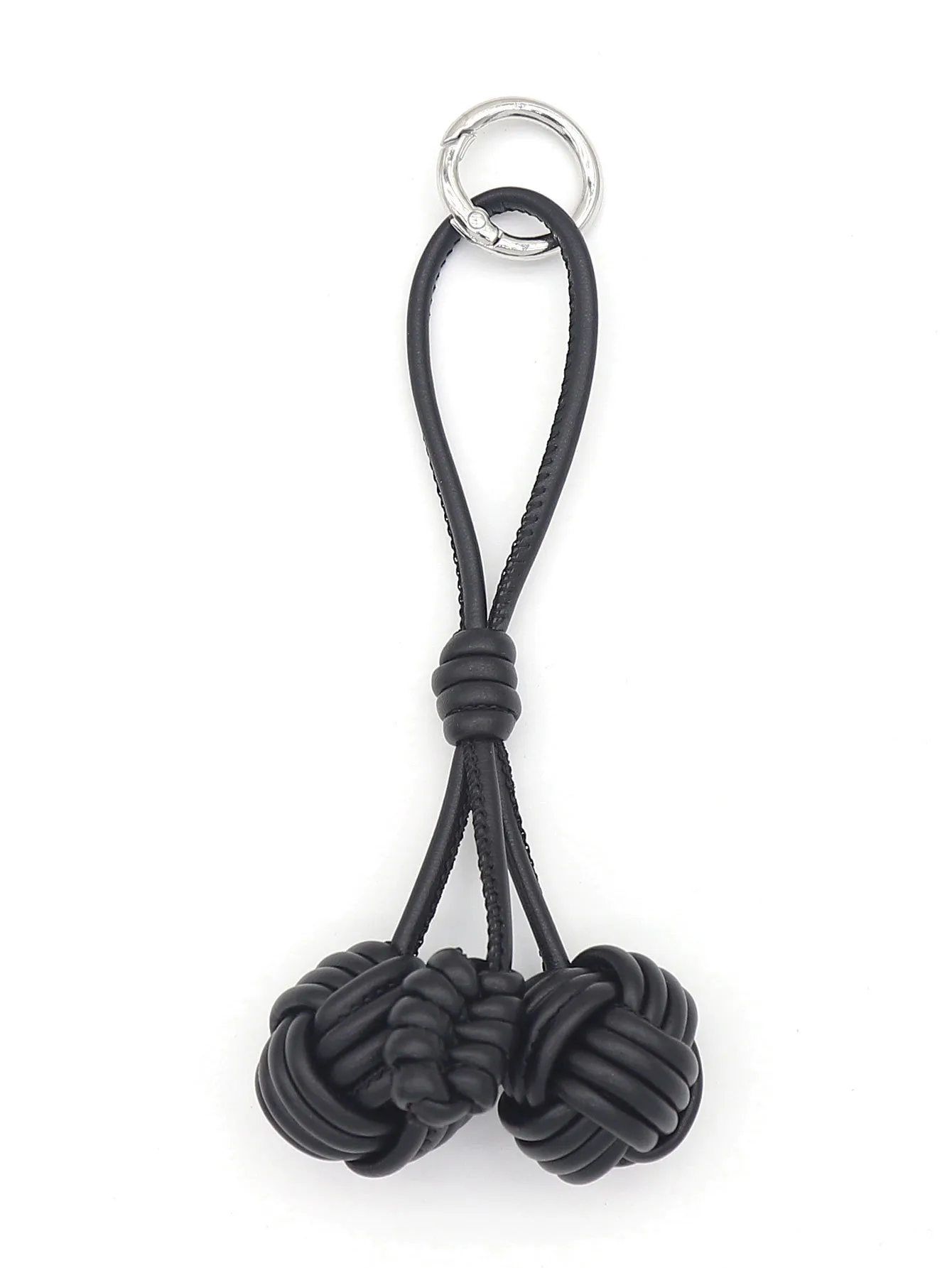 Handmade DIY Contrast Color Miu Series Woven Cherry Pu Leather Double Spherical Bag Hanging Hanging Piece Pendant Key Chain Accessories display picture 10