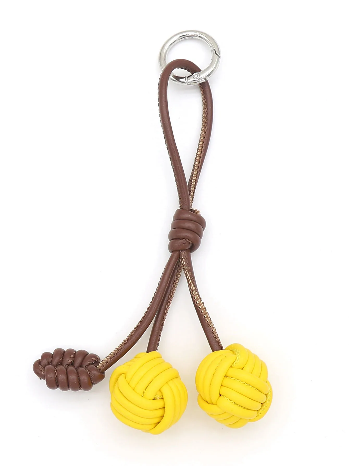 Handmade DIY Contrast Color Miu Series Woven Cherry Pu Leather Double Spherical Bag Hanging Hanging Piece Pendant Key Chain Accessories display picture 11