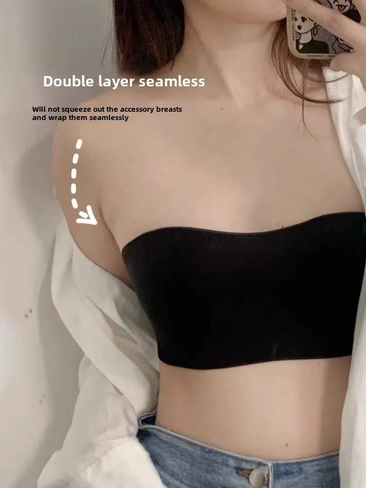 Factory Direct Thin Suspended Tube Chest Small Chest Gathered Large Seamless Underwear Women's Anti-sagging Bra A Generation Of Hair display picture 4