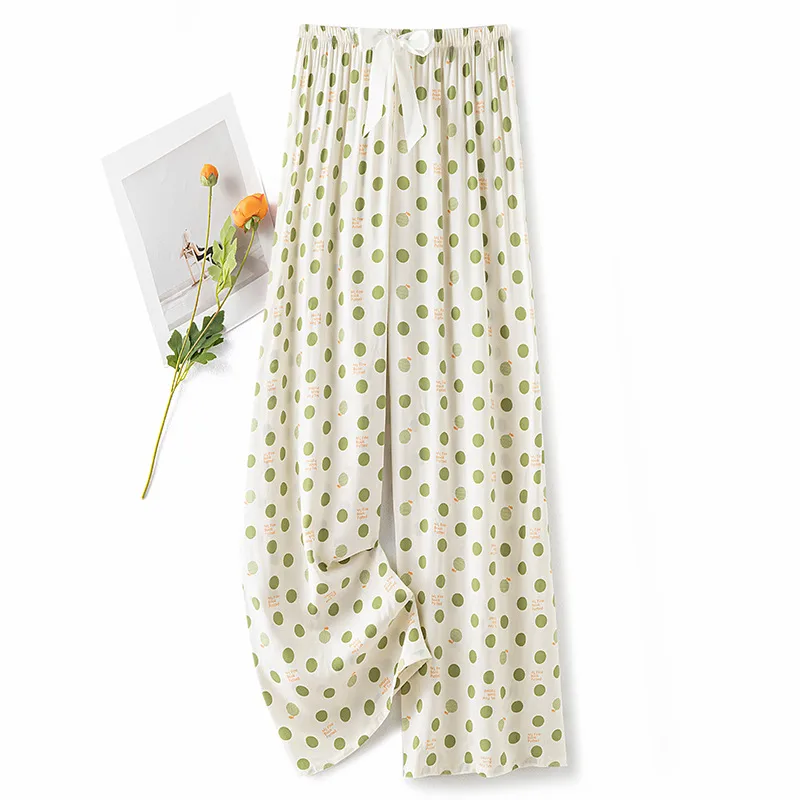 Women's Cotton Silk Pajama Pants Summer Thin Artificial Cotton Wide-leg Pants Spring And Autumn Can Be Worn Outside Loose Home Air Conditioning Cropped Long Pants display picture 10