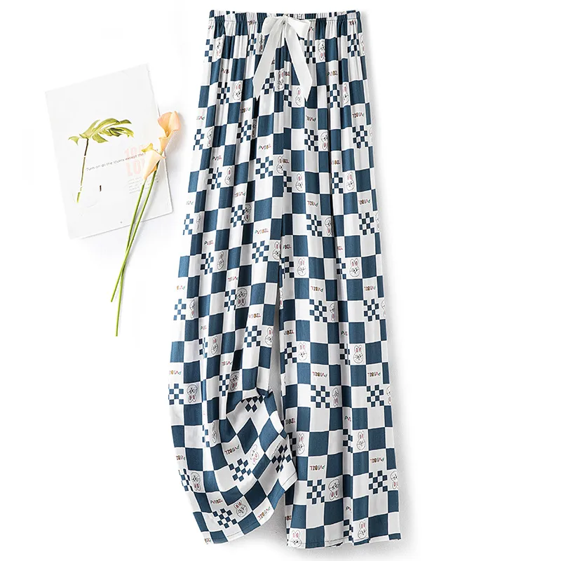 Women's Cotton Silk Pajama Pants Summer Thin Artificial Cotton Wide-leg Pants Spring And Autumn Can Be Worn Outside Loose Home Air Conditioning Cropped Long Pants display picture 13