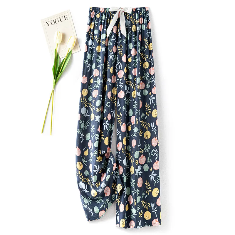 Women's Cotton Silk Pajama Pants Summer Thin Artificial Cotton Wide-leg Pants Spring And Autumn Can Be Worn Outside Loose Home Air Conditioning Cropped Long Pants display picture 17
