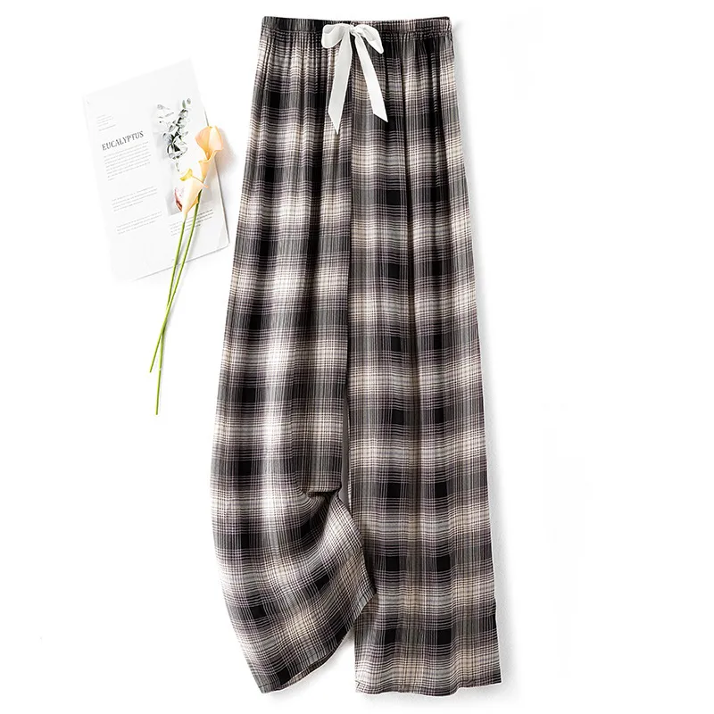 Women's Cotton Silk Pajama Pants Summer Thin Artificial Cotton Wide-leg Pants Spring And Autumn Can Be Worn Outside Loose Home Air Conditioning Cropped Long Pants display picture 18