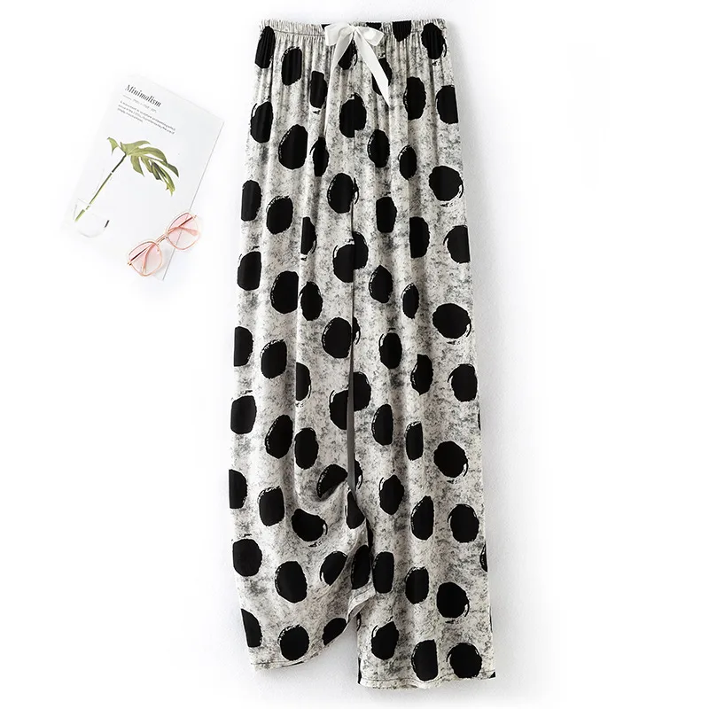 Women's Cotton Silk Pajama Pants Summer Thin Artificial Cotton Wide-leg Pants Spring And Autumn Can Be Worn Outside Loose Home Air Conditioning Cropped Long Pants display picture 21