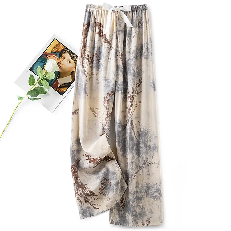 Cotton Silk Pajama Pants Women's Summer Thin Artificial Cotton Wide Leg Pants Spring And Autumn Outer Wear Loose Home Casual Cropped Pants display picture 11