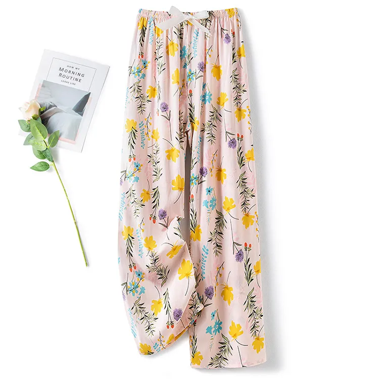 Cotton Silk Pajama Pants Women's Summer Thin Artificial Cotton Wide Leg Pants Spring And Autumn Outer Wear Loose Home Casual Cropped Pants display picture 12
