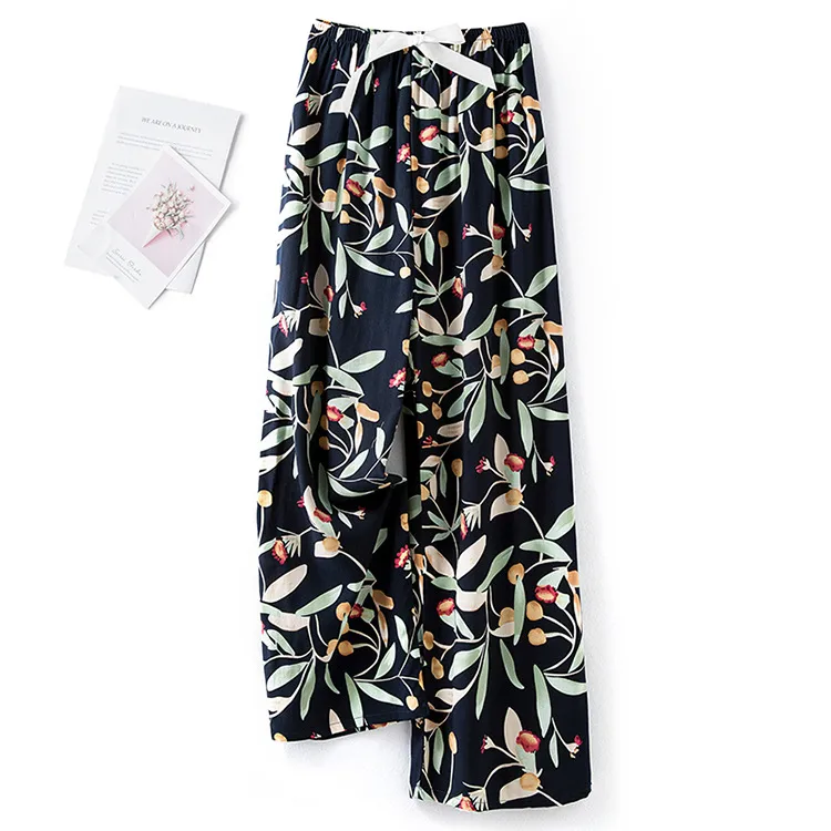 Cotton Silk Pajama Pants Women's Summer Thin Artificial Cotton Wide Leg Pants Spring And Autumn Outer Wear Loose Home Casual Cropped Pants display picture 17