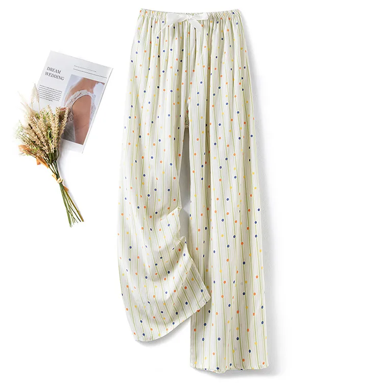 Cotton Silk Pajama Pants Women's Summer Thin Artificial Cotton Wide Leg Pants Spring And Autumn Outer Wear Loose Home Casual Cropped Pants display picture 18