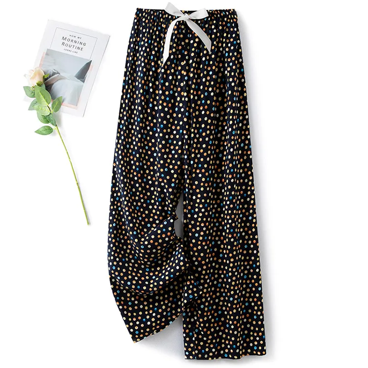 Cotton Silk Pajama Pants Women's Summer Thin Artificial Cotton Wide Leg Pants Spring And Autumn Outer Wear Loose Home Casual Cropped Pants display picture 19