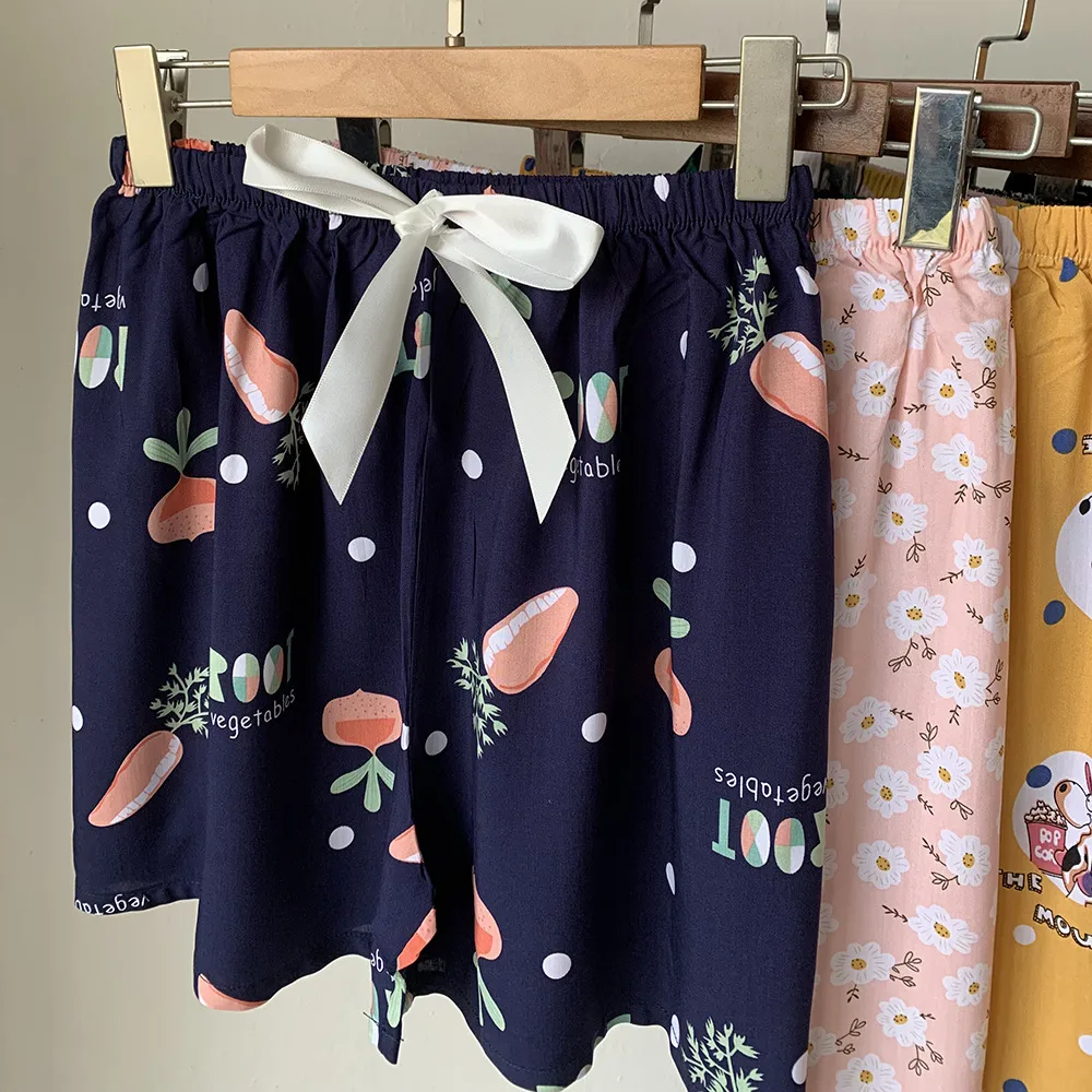 [Special Offer] Foreign Trade Tailstock Cotton Silk Pajama Pants Women's Summer Thin Artificial Cotton Shorts Loose Casual Home Pants display picture 11