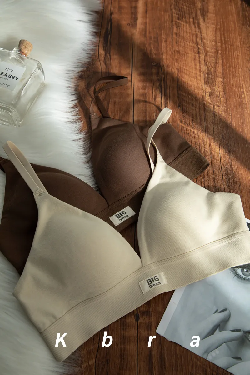 Women's Traceless Bra No Steel Ring French Comfortable Small Chest Push-up Triangle Cup Letter Breathable Anti-sagging Underwear display picture 12