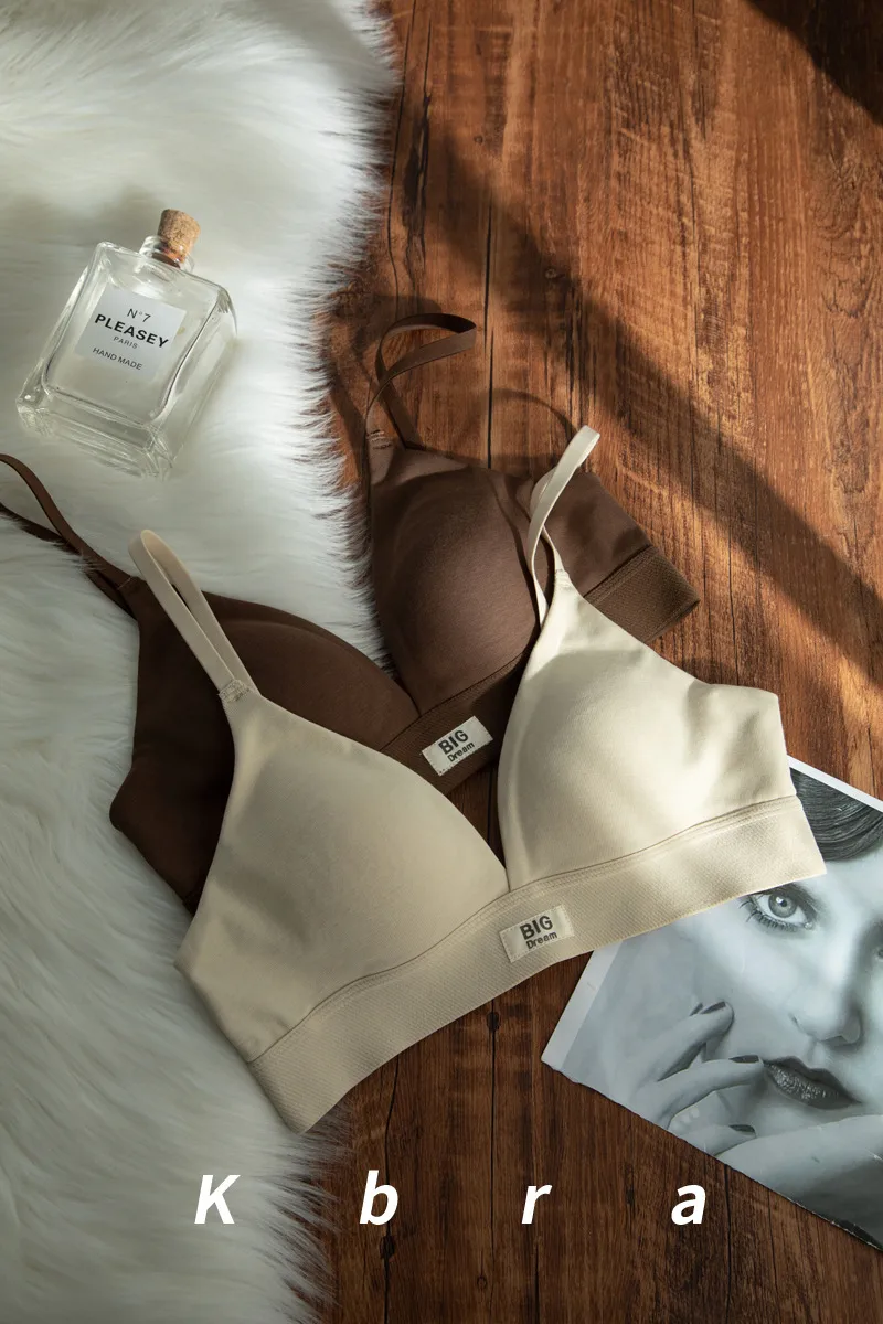 Women's Traceless Bra No Steel Ring French Comfortable Small Chest Push-up Triangle Cup Letter Breathable Anti-sagging Underwear display picture 14