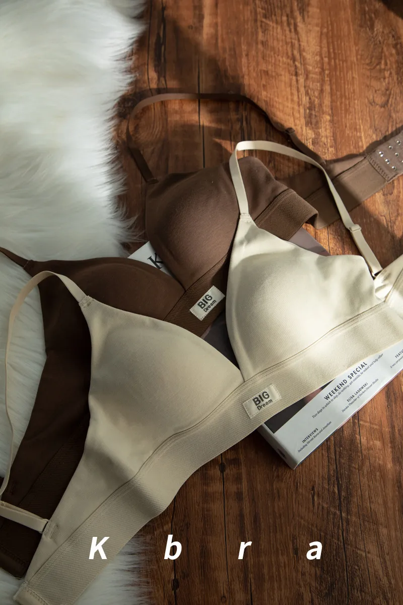 Women's Traceless Bra No Steel Ring French Comfortable Small Chest Push-up Triangle Cup Letter Breathable Anti-sagging Underwear display picture 16