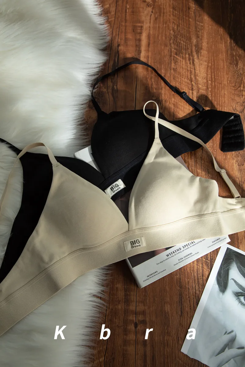 Women's Traceless Bra No Steel Ring French Comfortable Small Chest Push-up Triangle Cup Letter Breathable Anti-sagging Underwear display picture 21