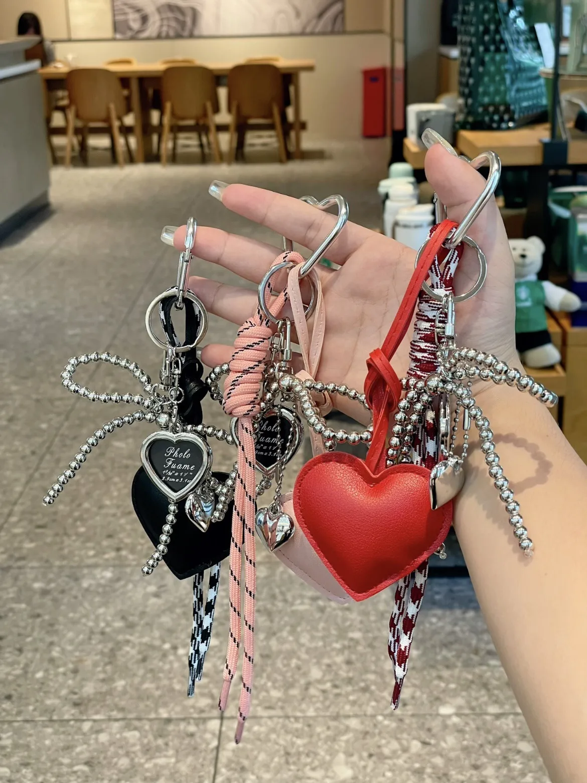 Original Leather Key Chain Cute Miu Girl Bag Pendant Pendant Love Pendant Girlfriends Birthday Gift display picture 1