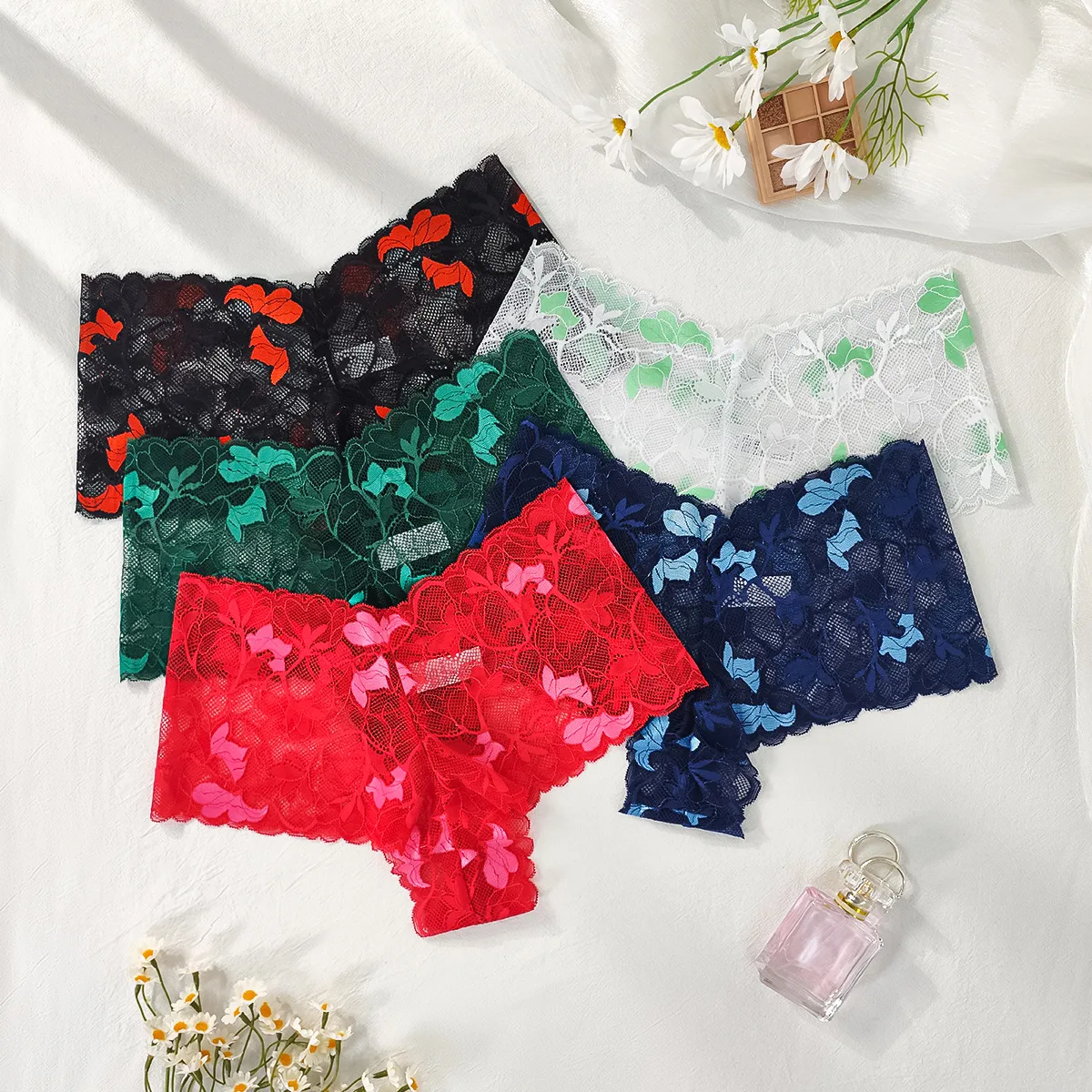 Size New Foreign Trade Full Lace Underwear Women's Gradient Color French Romantic Sexy Women's Boxer Briefs display picture 3
