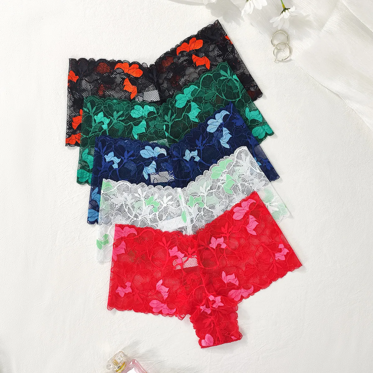 Size New Foreign Trade Full Lace Underwear Women's Gradient Color French Romantic Sexy Women's Boxer Briefs display picture 4