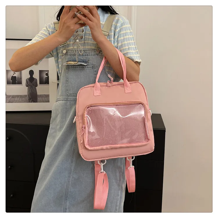 One-Shoulder Crossbody Bag, Cute Bag, Female Soft Girl Student Casual Transparent Bag, New Style Preppy Style Casual Tote Bag display picture 3