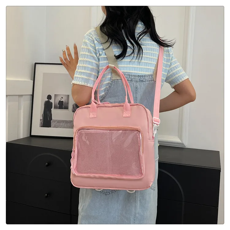 One-Shoulder Crossbody Bag, Cute Bag, Female Soft Girl Student Casual Transparent Bag, New Style Preppy Style Casual Tote Bag display picture 4