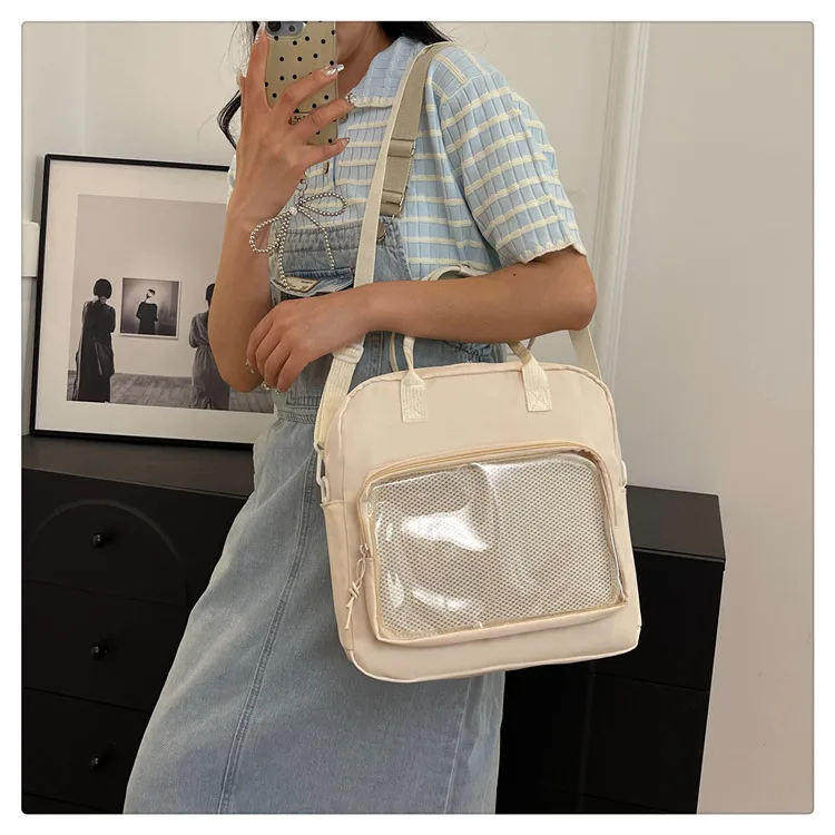 One-Shoulder Crossbody Bag, Cute Bag, Female Soft Girl Student Casual Transparent Bag, New Style Preppy Style Casual Tote Bag display picture 5