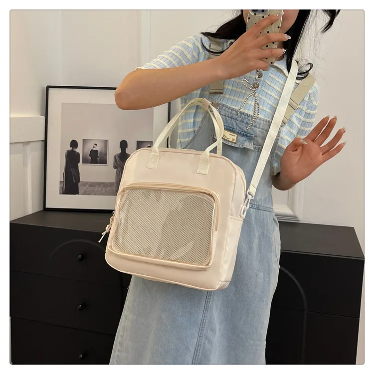 One-Shoulder Crossbody Bag, Cute Bag, Female Soft Girl Student Casual Transparent Bag, New Style Preppy Style Casual Tote Bag display picture 6