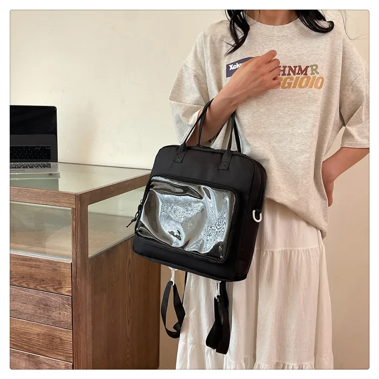 One-Shoulder Crossbody Bag, Cute Bag, Female Soft Girl Student Casual Transparent Bag, New Style Preppy Style Casual Tote Bag display picture 7