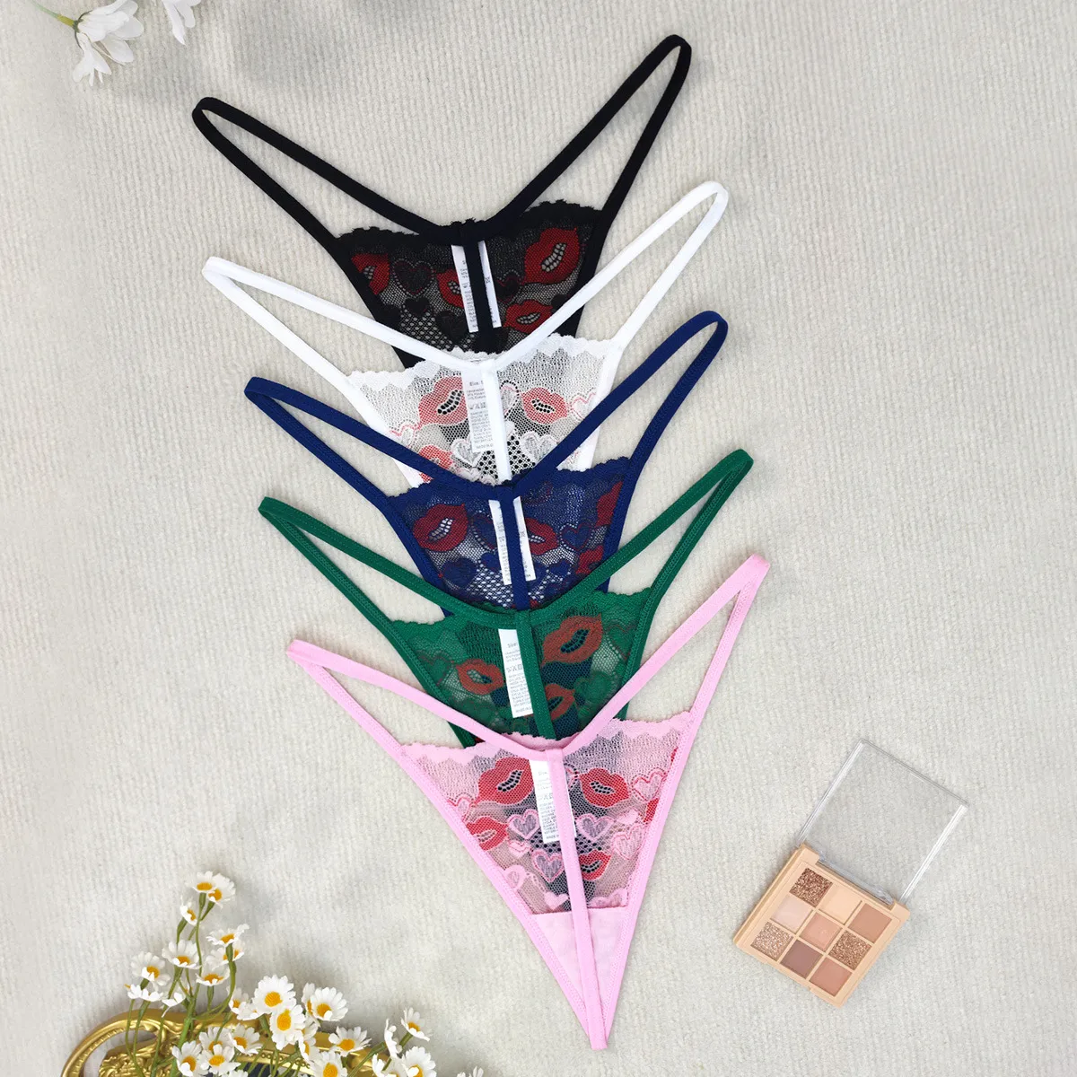 New Manufacturers Wholesale Best Selling Sexy Lace Underwear Red Lip Print Thong Sexy Women's  T Pants display picture 4