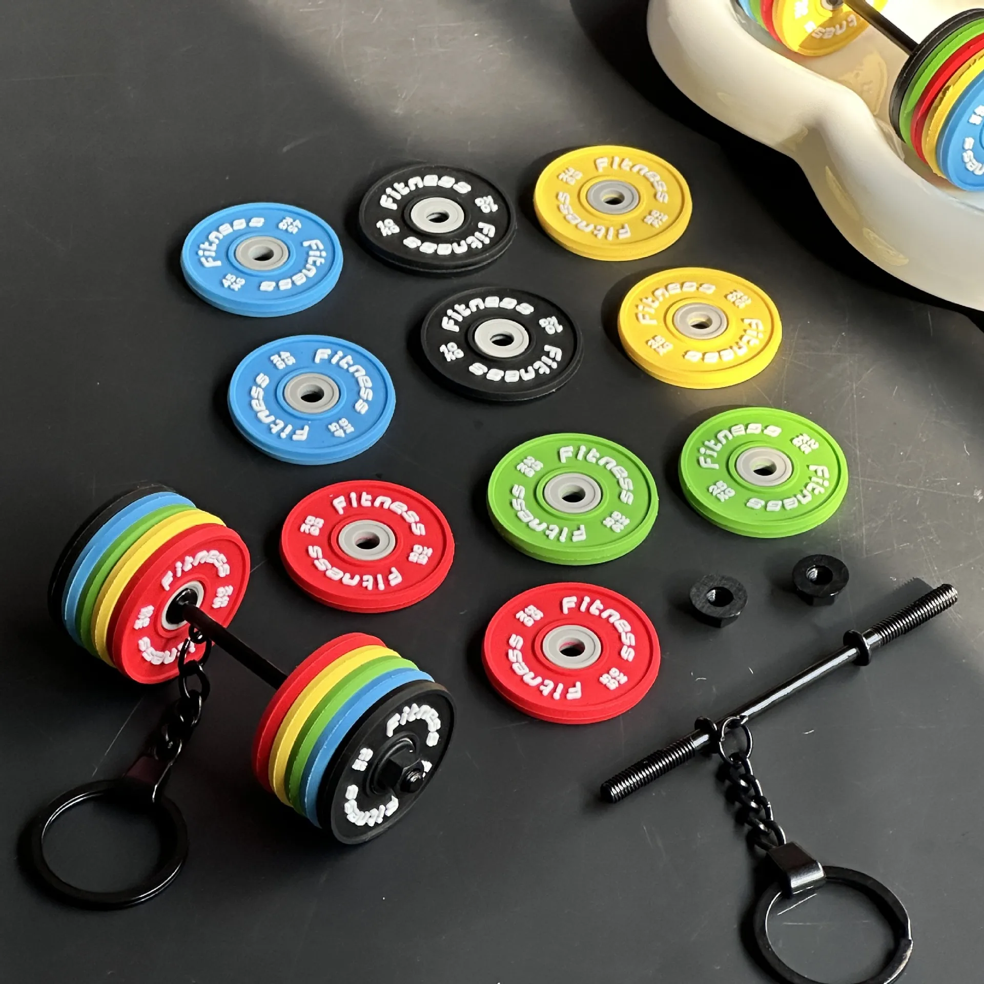 Removable Mini Large Barbell Fitness Series Thickened Keychain High Color Value Miu Bag Pendant Accessories Pendant display picture 9