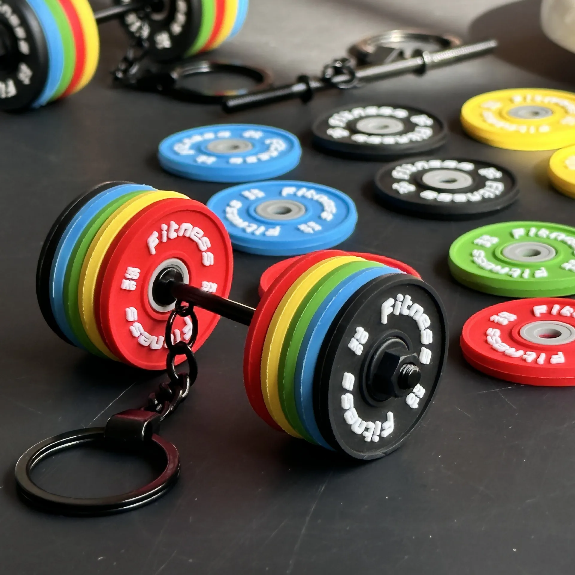 Removable Mini Large Barbell Fitness Series Thickened Keychain High Color Value Miu Bag Pendant Accessories Pendant display picture 10
