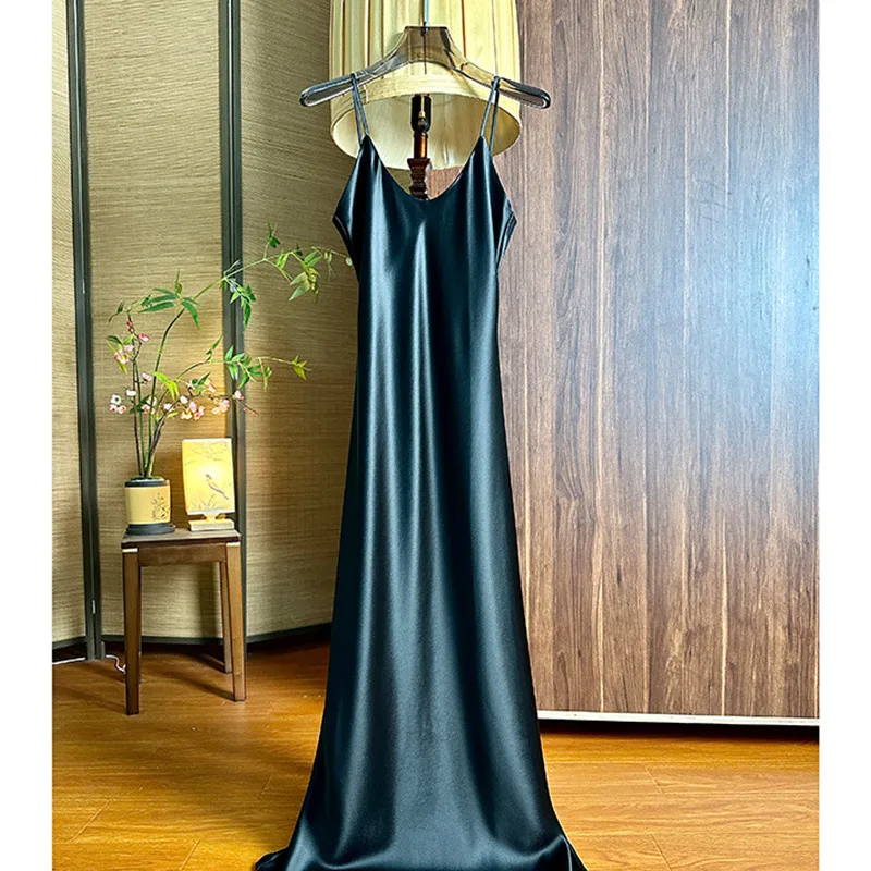 Imitation Acetate Satin Sexy Sexy Suspender Dress Women's Summer New Slim Outer Wear Mid-Length A-Line Skirt display picture 2