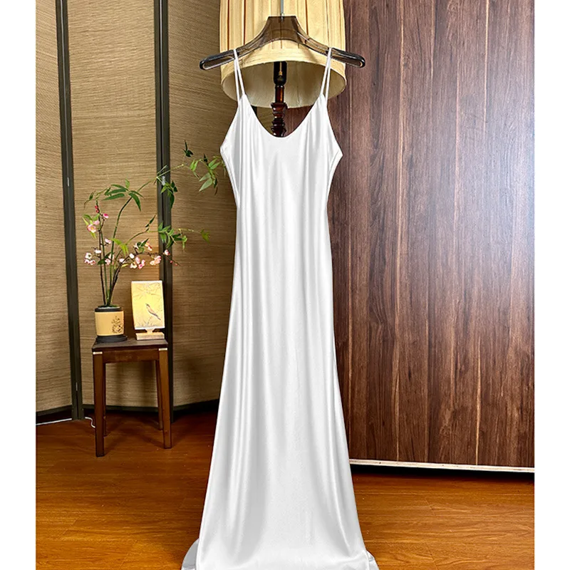Imitation Acetate Satin Sexy Sexy Suspender Dress Women's Summer New Slim Outer Wear Mid-Length A-Line Skirt display picture 5