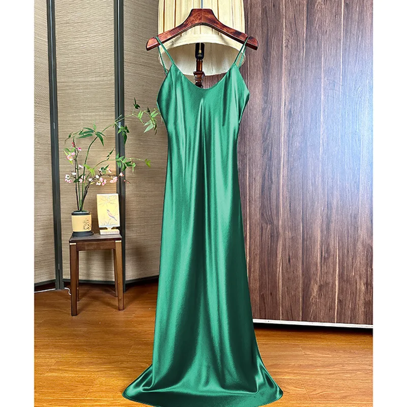 Imitation Acetate Satin Sexy Sexy Suspender Dress Women's Summer New Slim Outer Wear Mid-Length A-Line Skirt display picture 4