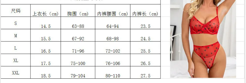 Supply  Sexy Underwear New Love Embroidered Mesh White Perspective Three-point Suit Women display picture 1