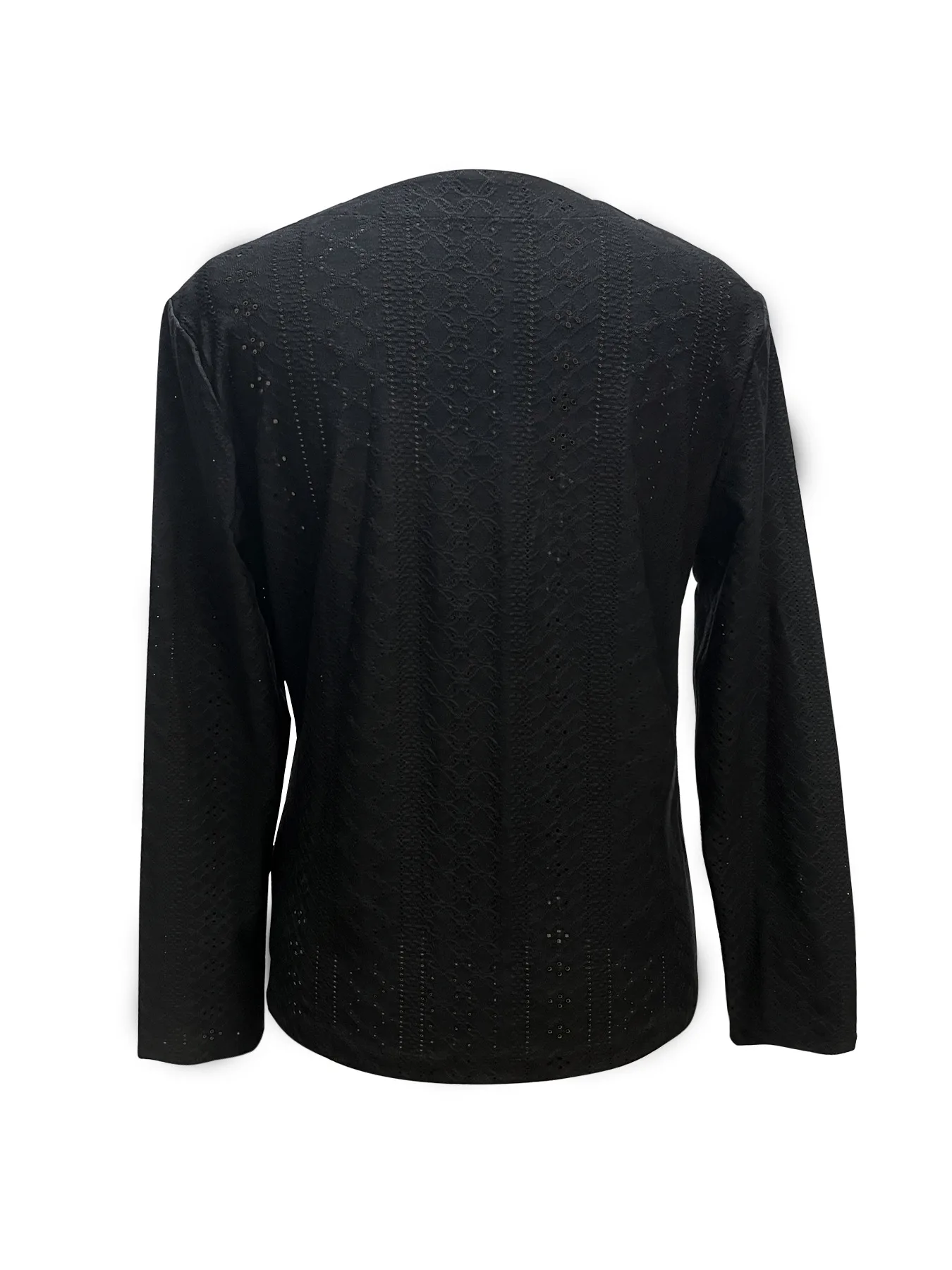 In Stock Popular Autumn And Winter Solid Color Long Sleeve Hollow V-neck Women's Sweater Women's Top display picture 3