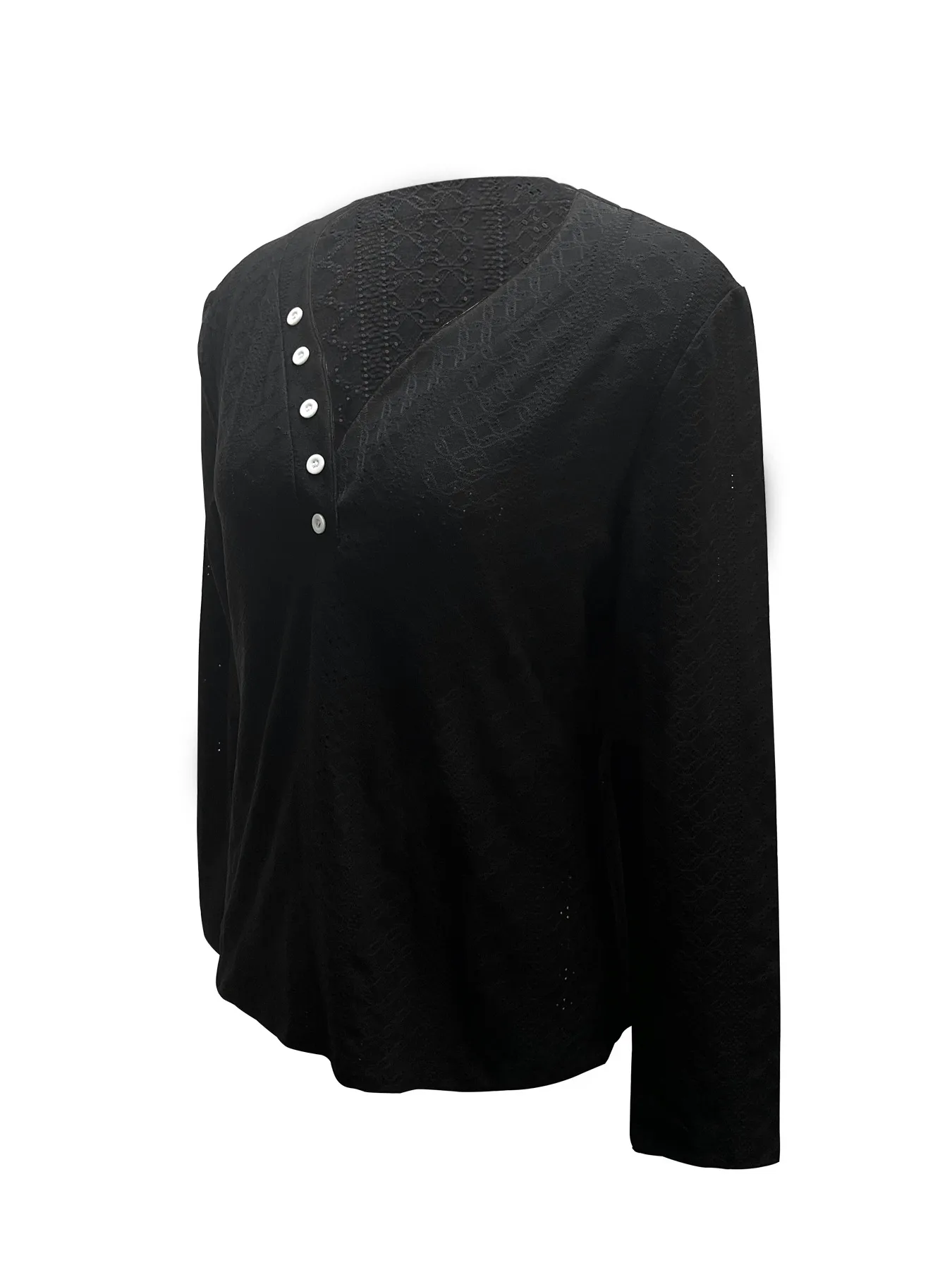 In Stock Popular Autumn And Winter Solid Color Long Sleeve Hollow V-neck Women's Sweater Women's Top display picture 4